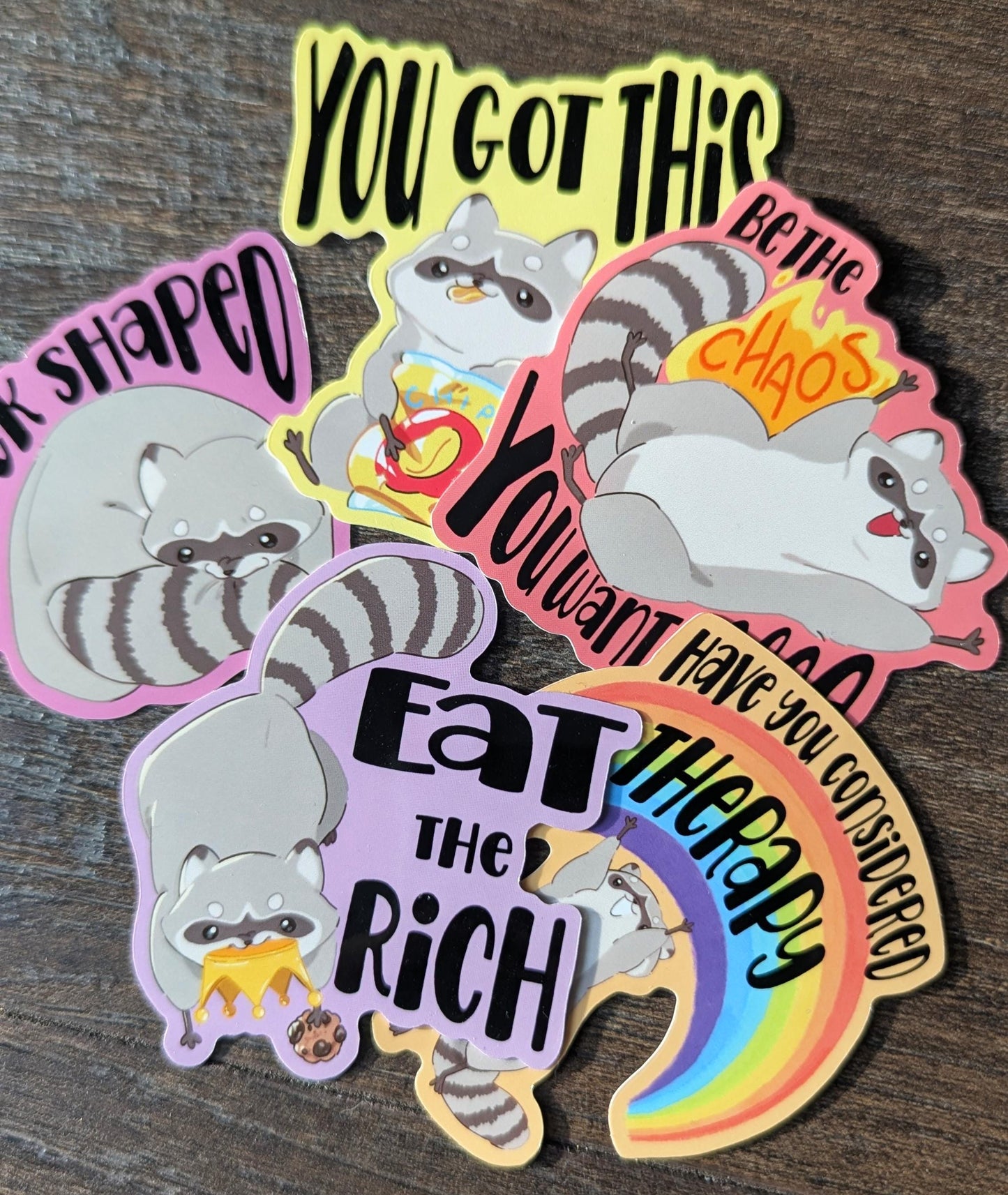 Eat the Rich chaotic raccoon vinyl sticker