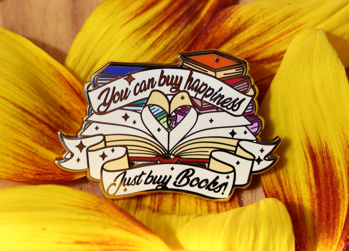 books are happiness enamel pin