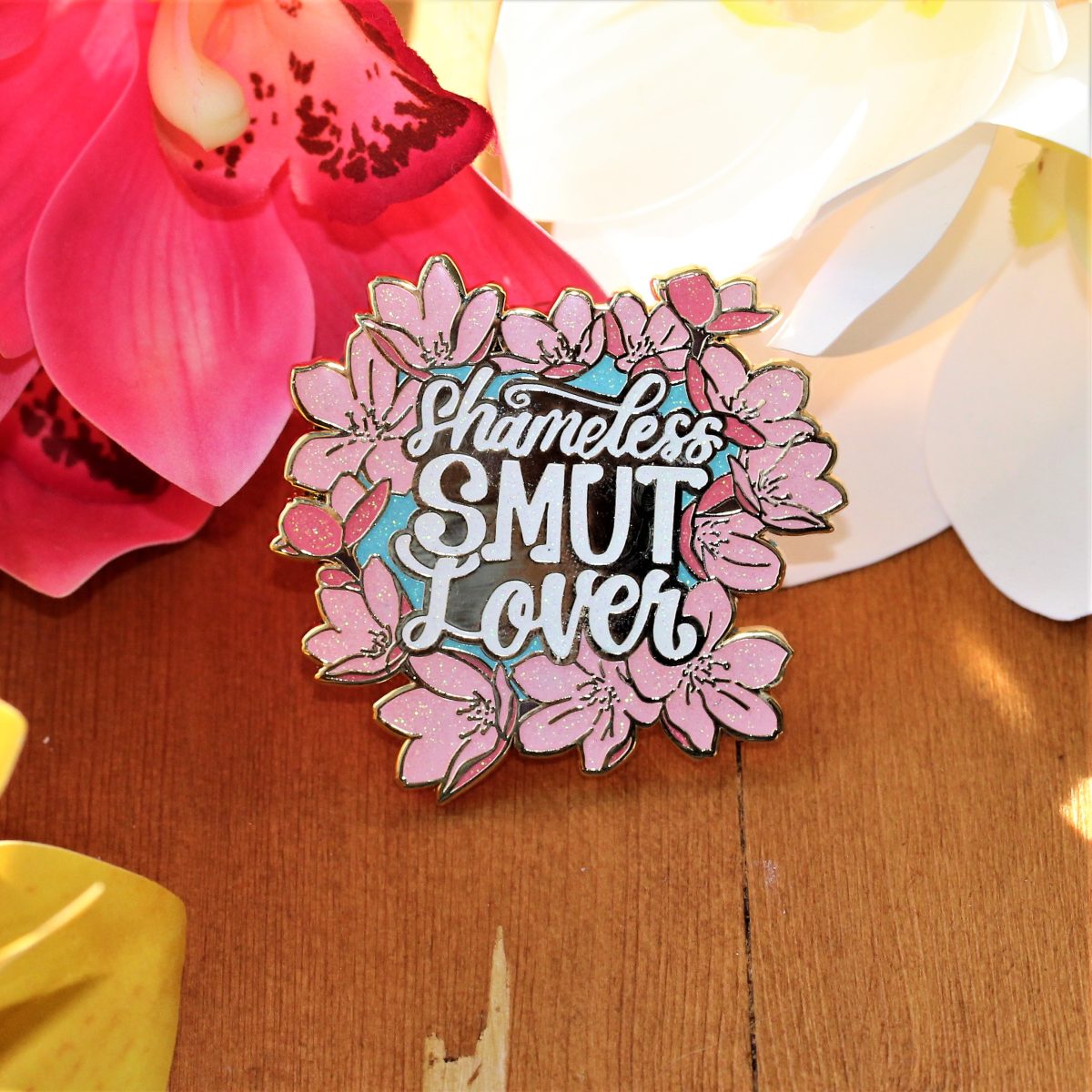 shameless smut lover enamel pin