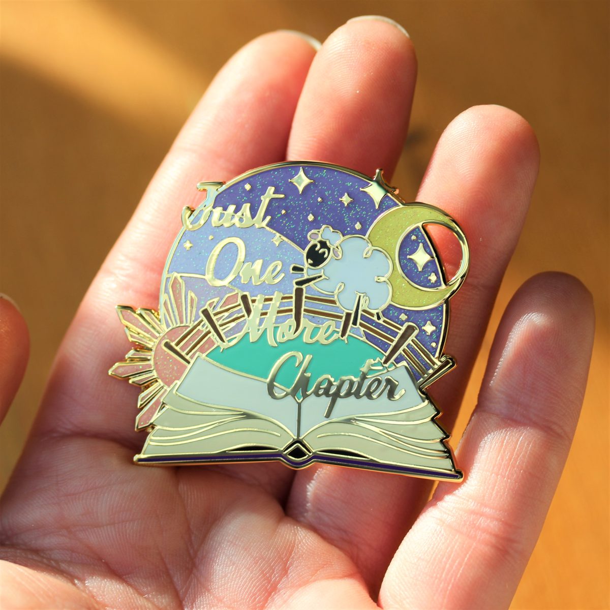 just one more chapter enamel pin