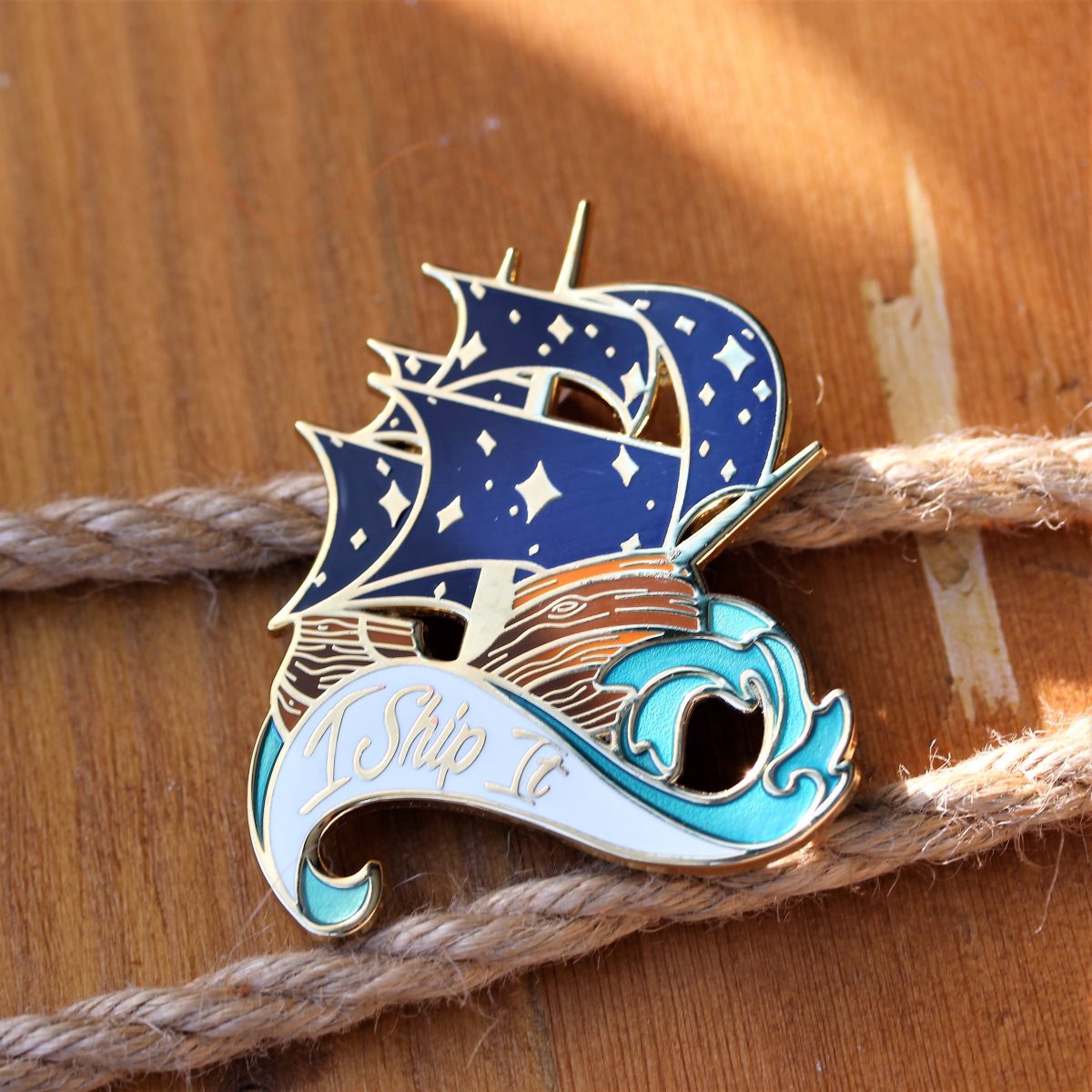 i ship it enamel pin