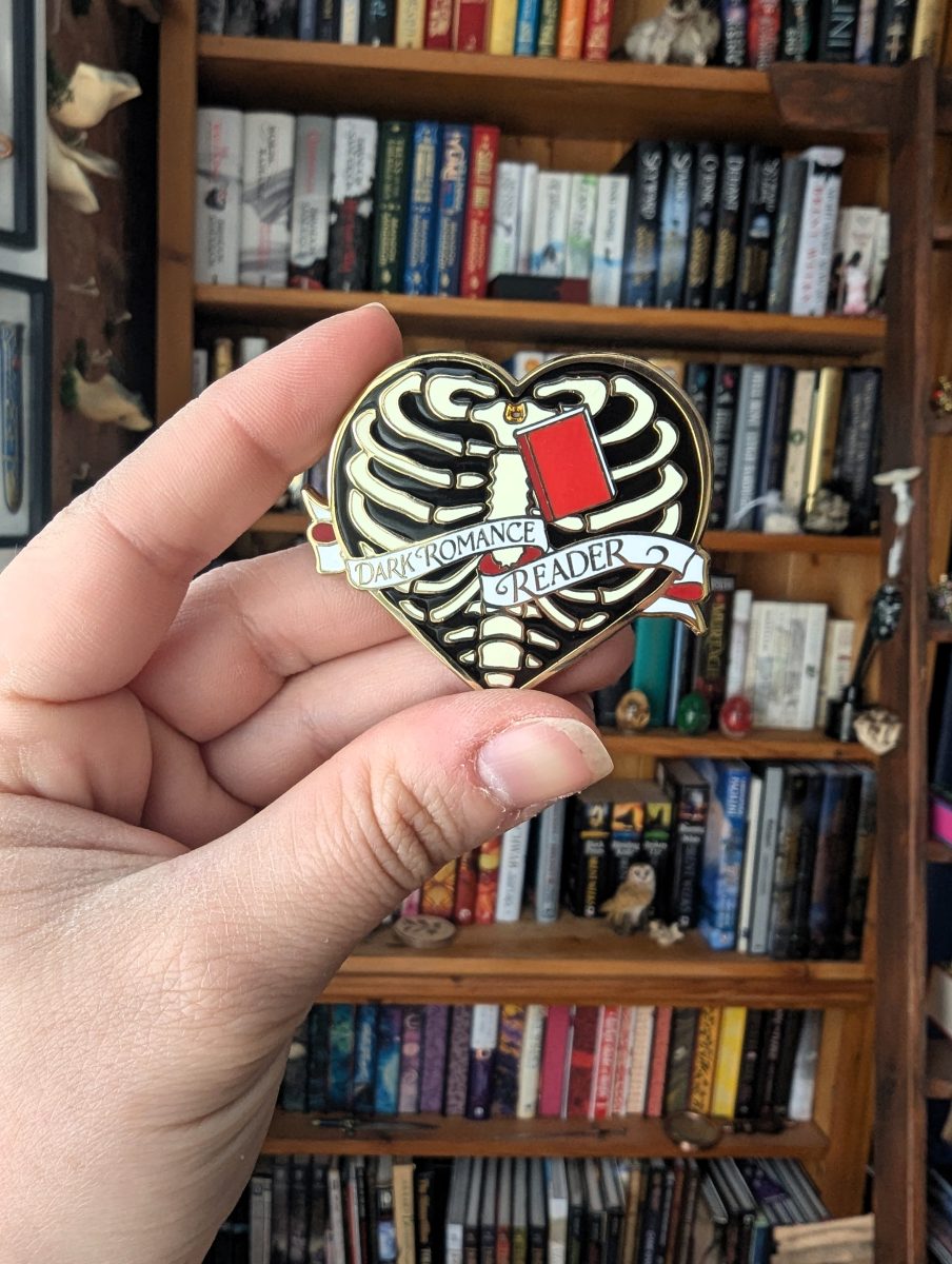 Dark Romance Reader enamel pin