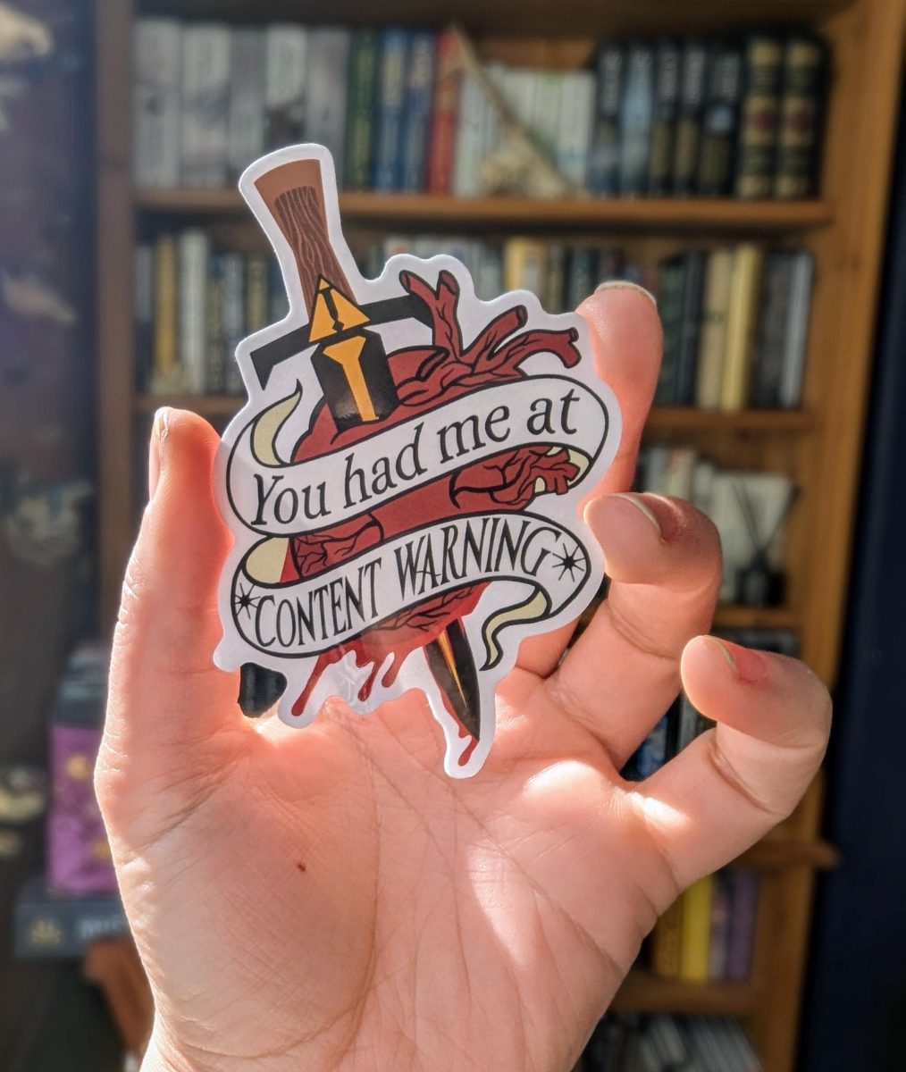 Book lover translucent sticker content warning