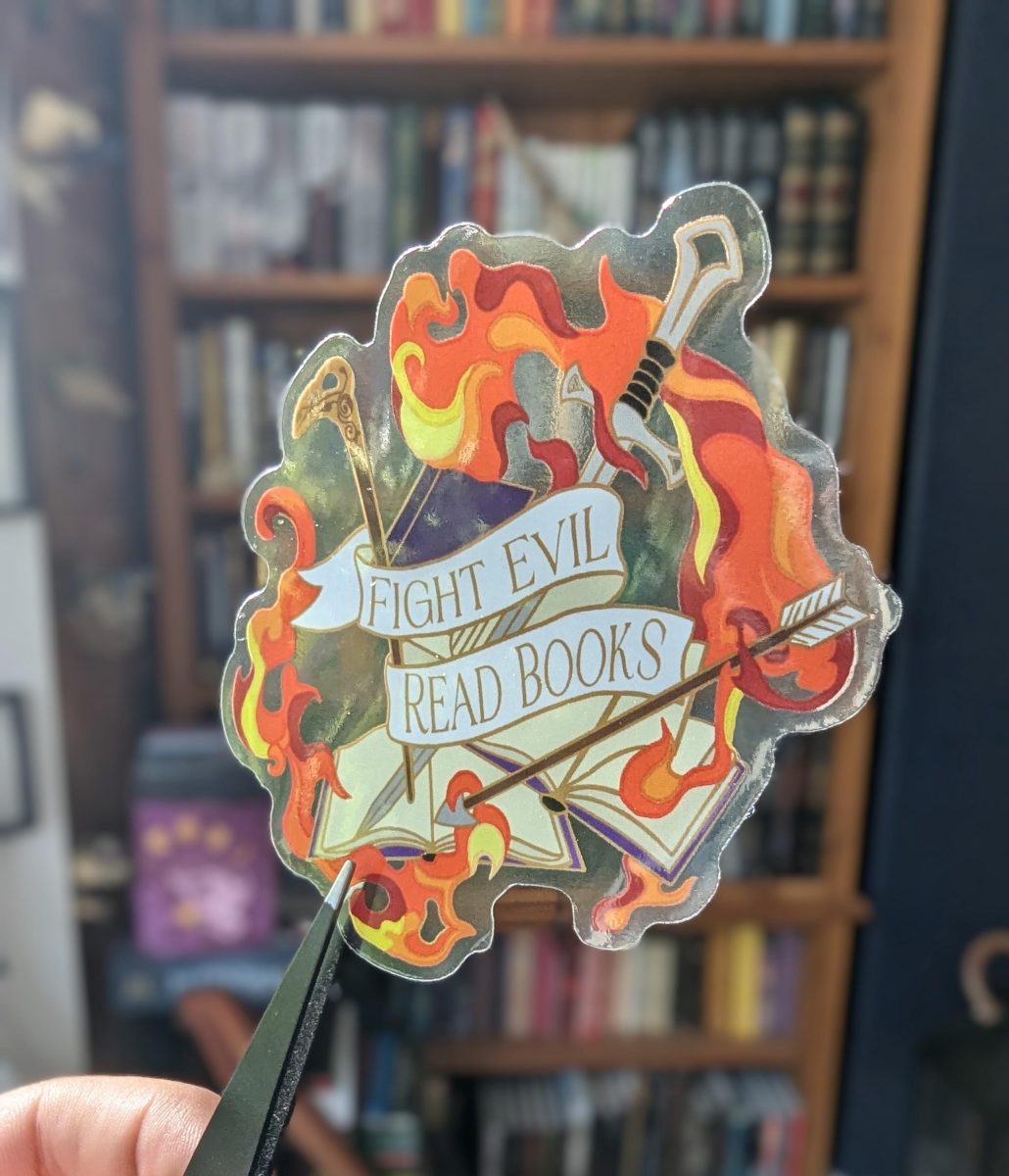 Fight evil read books Book lover translucent sticker