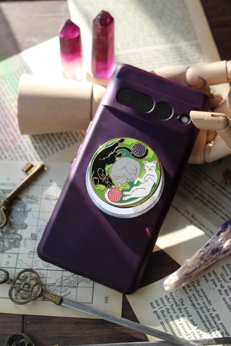 Kitten Cuddles magnetic Kindle Grip, bookish magnetic phone grip, interchangeable ereader holder