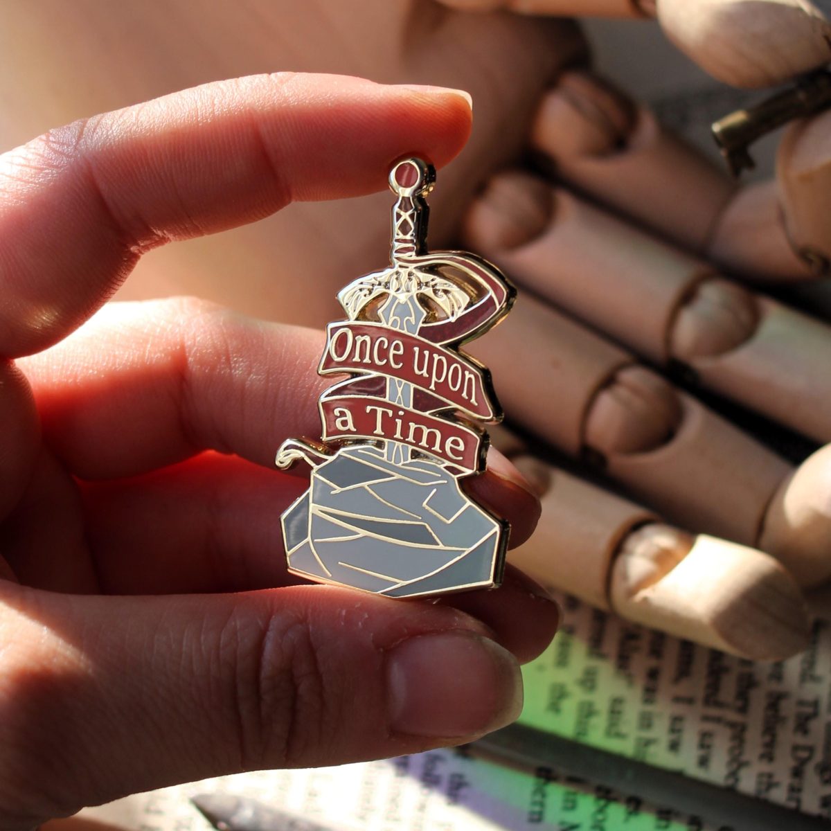 Once upon a time bookish enamel pin, book lover badge