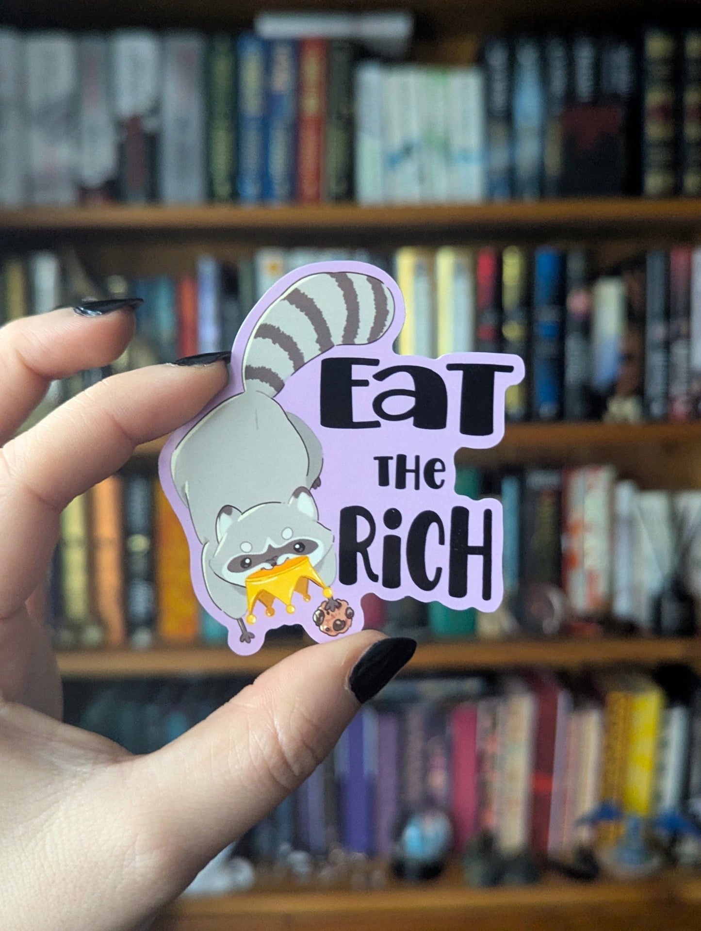Eat the Rich chaotic raccoon vinyl sticker