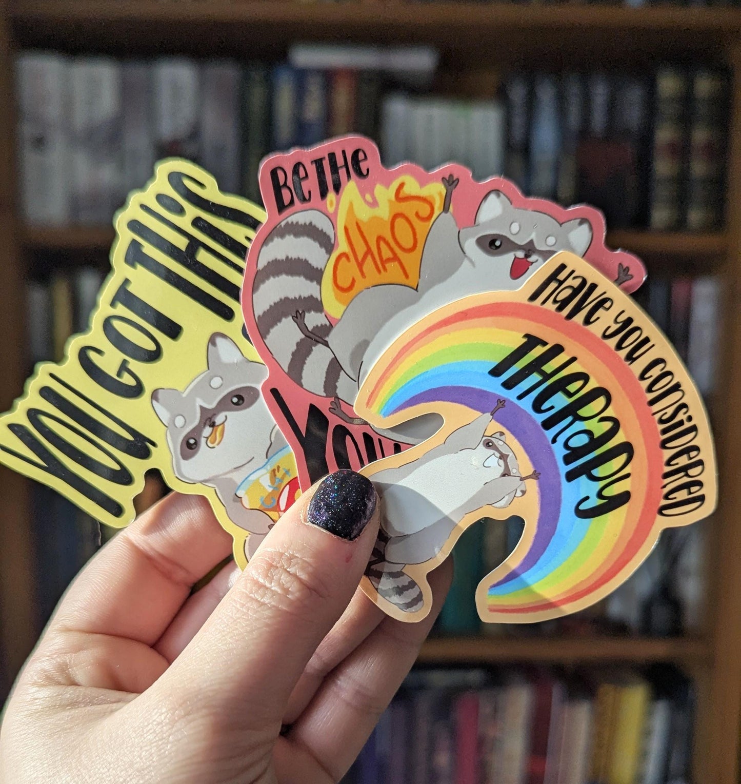 Chaotic raccoon vinyl sticker pack of 5