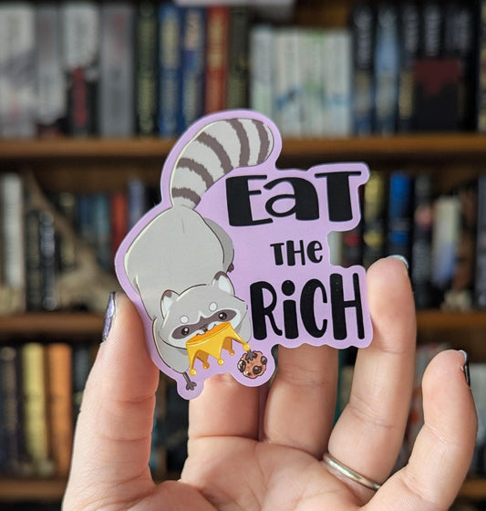 Eat the Rich chaotic raccoon vinyl sticker