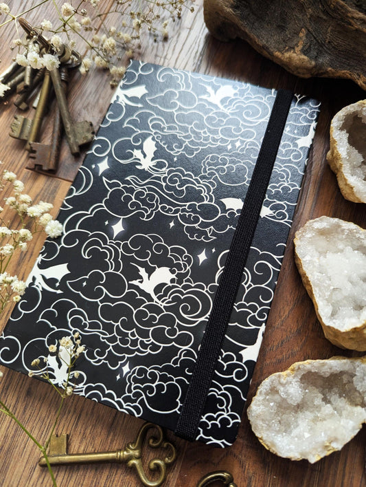 Fourth Wing monochrome journal, A5 dotted notebook