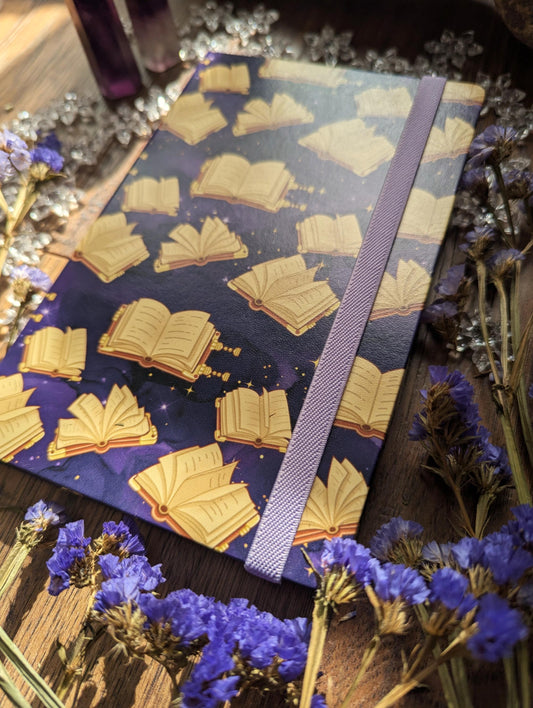 Dark Purple Notebook | book lover Journal, A5 Dotted Pages, Cottagecore Style
