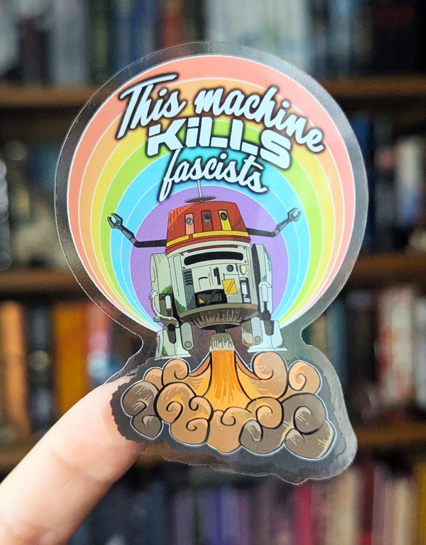 this machine kills fascists translucent sticker, kindle sticker
