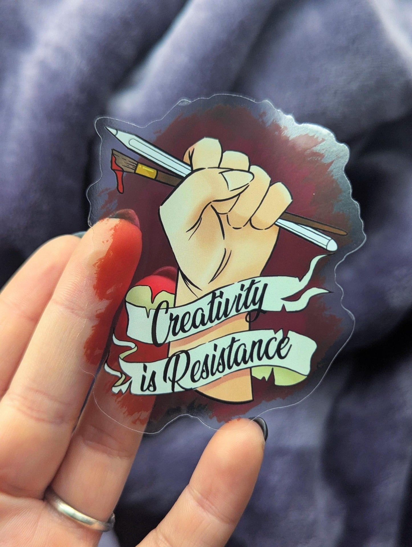 creativity is resistance translucent sticker