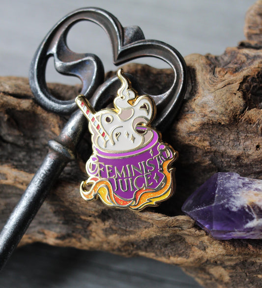 Feminist Juice feminine rage enamel pin
