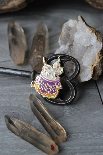 Feminist Juice feminine rage enamel pin