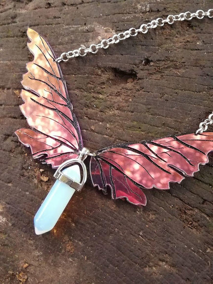 Iridescent gelfling wings necklace