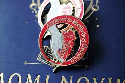 morally grey enamel pin