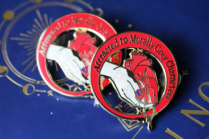morally grey enamel pin