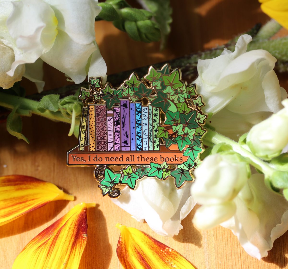 shelf love enamel pin