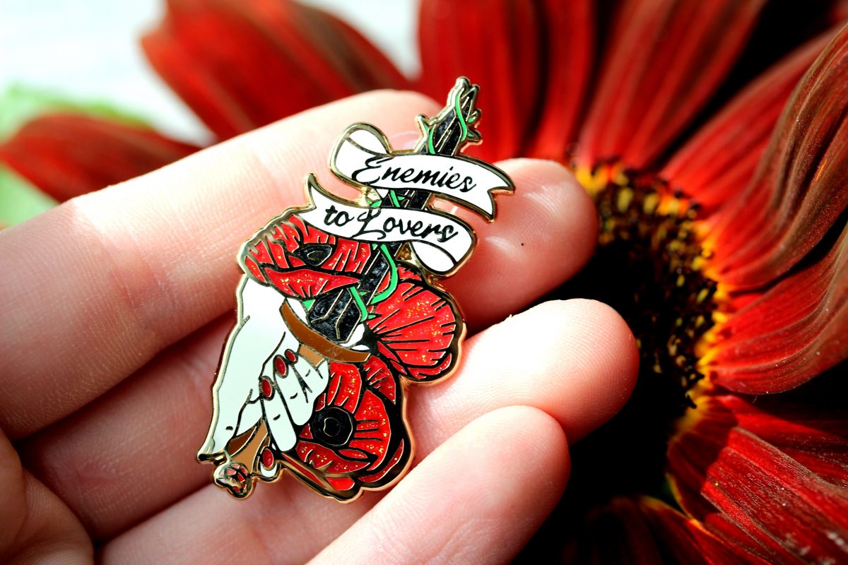enemies to lovers enamel pins