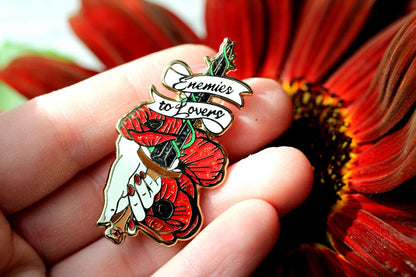 enemies to lovers enamel pins