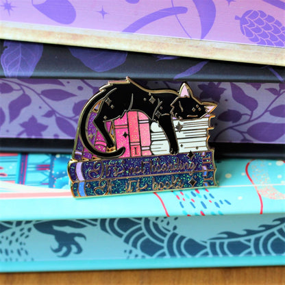 book hoarder enamel pin