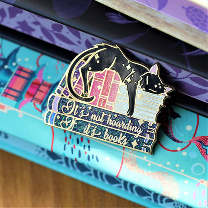book hoarder enamel pin