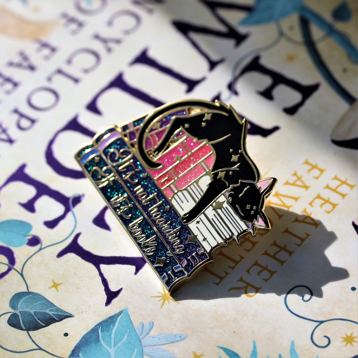book hoarder enamel pin