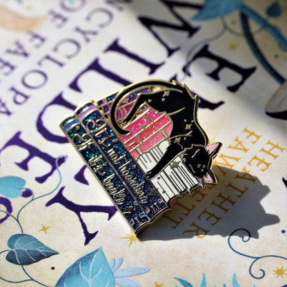 book hoarder enamel pin
