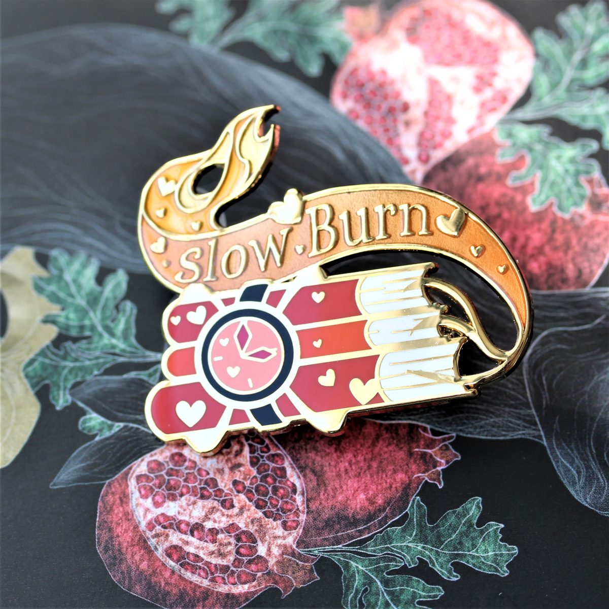 slow burn enamel pin