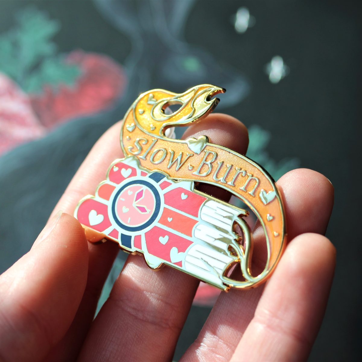 slow burn enamel pin