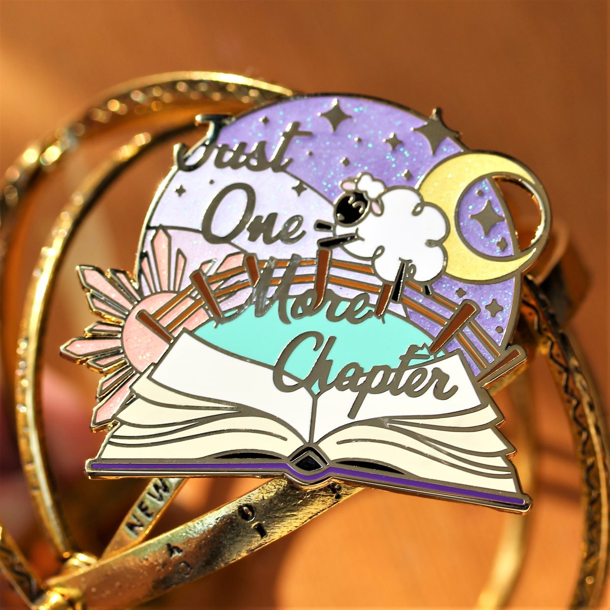 just one more chapter enamel pin
