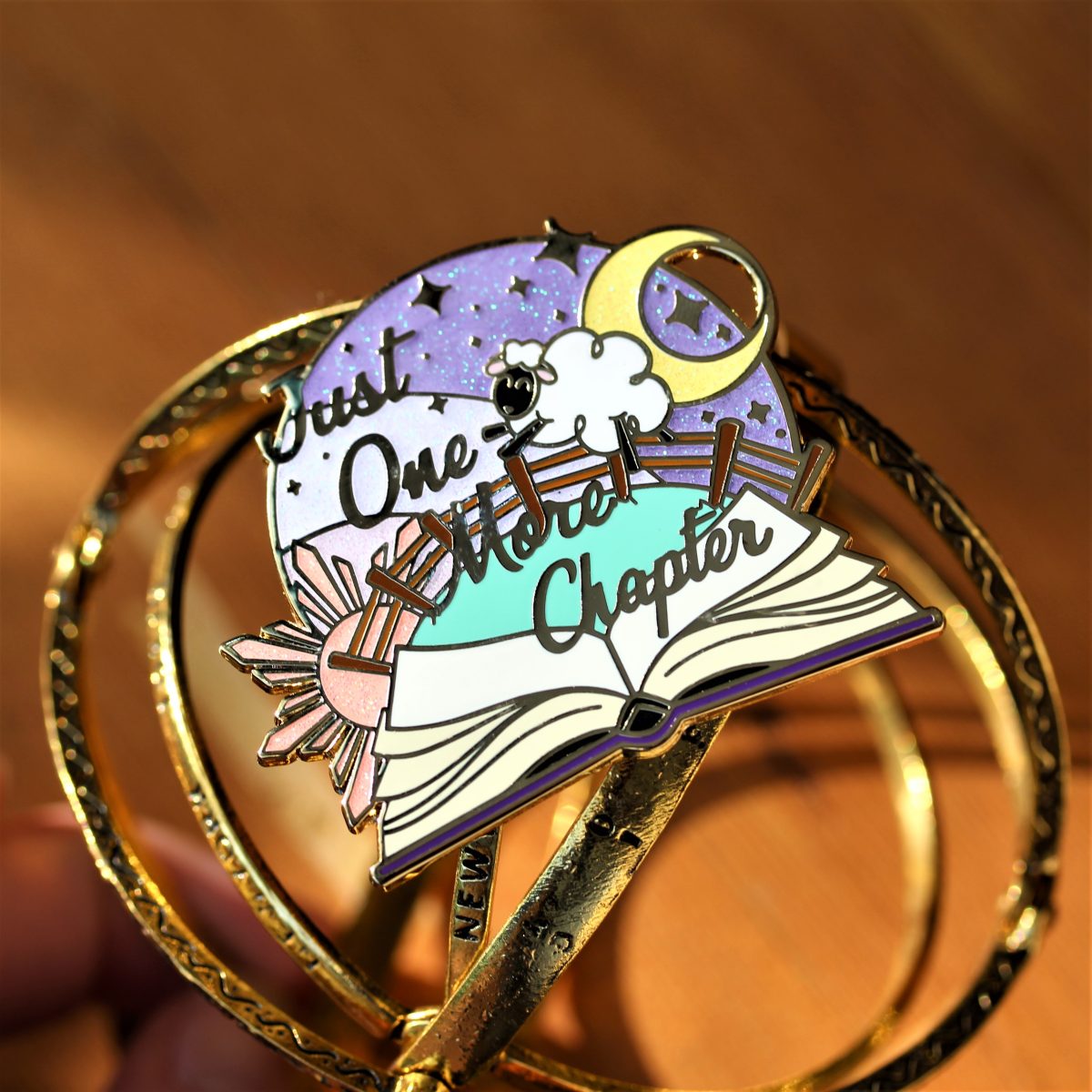 just one more chapter enamel pin