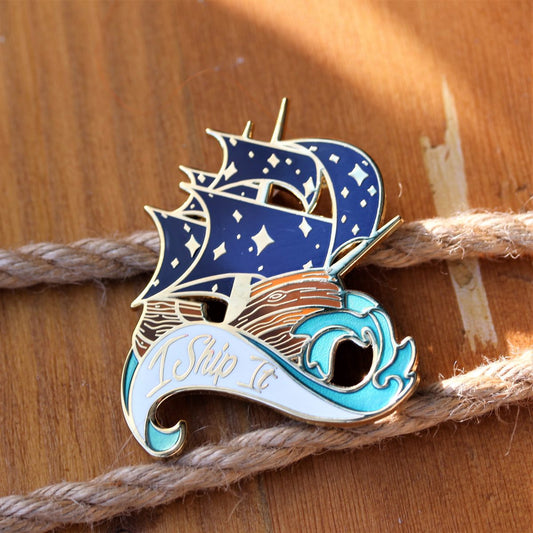 i ship it enamel pin