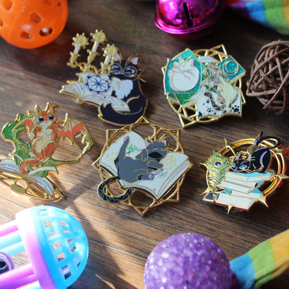 The Summoning- Felines and Folios enamel pin