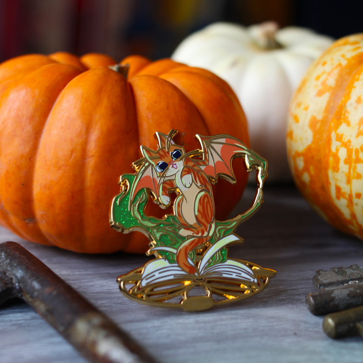 The Summoning- Felines and Folios enamel pin