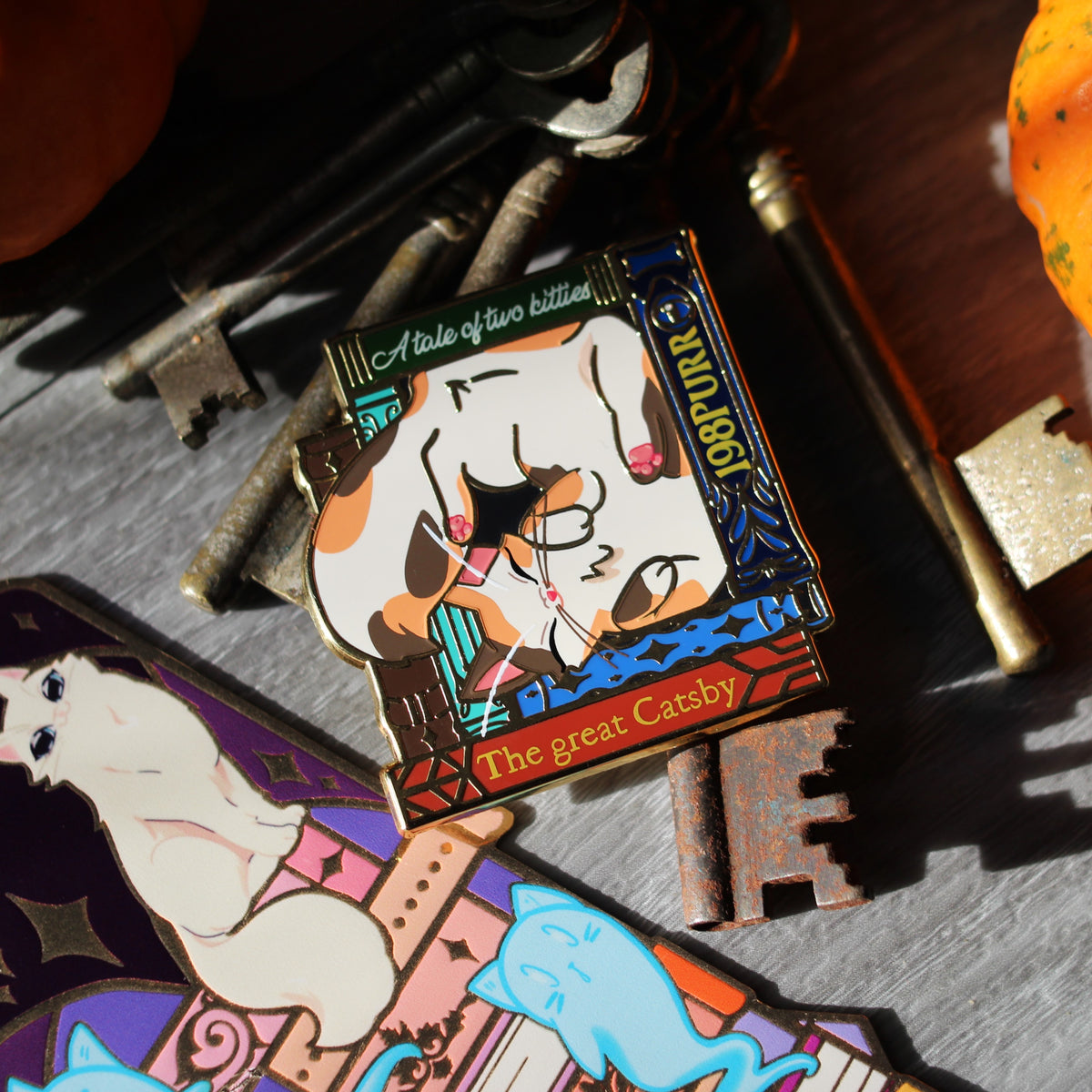 If i Fits- Felines and Folios enamel pin