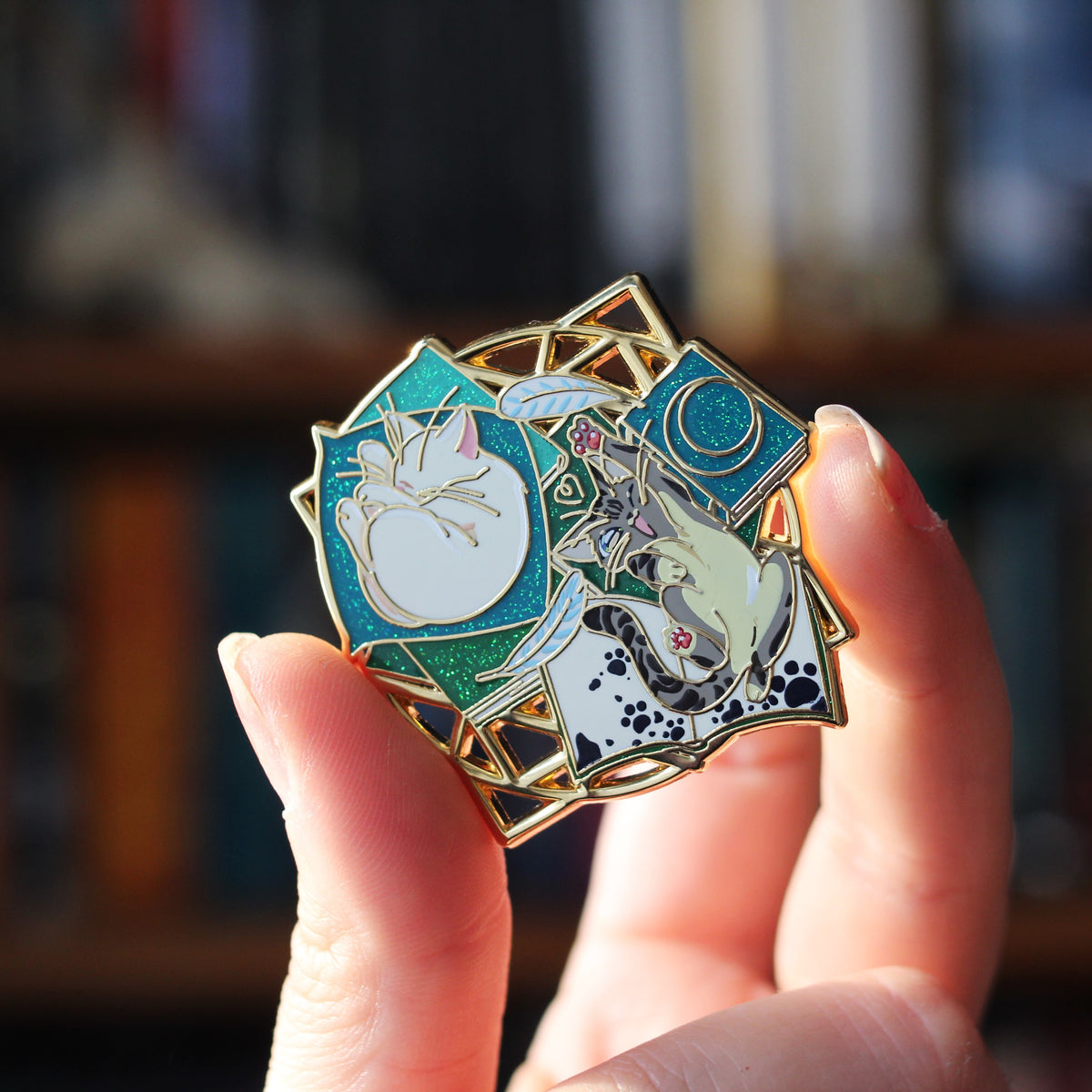 Left unattended- Felines and Folios enamel pin