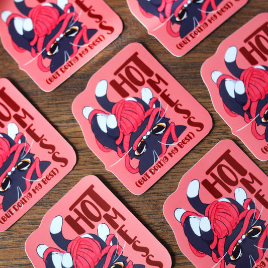 Hot Mess- Felines and Folios collection sticker