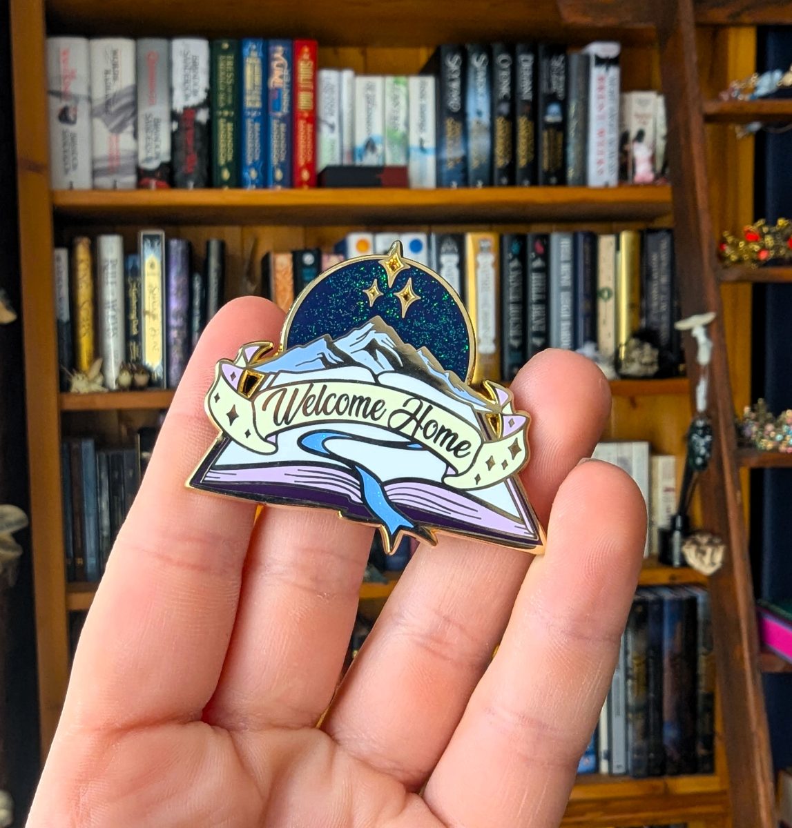 welcome home enamel pin