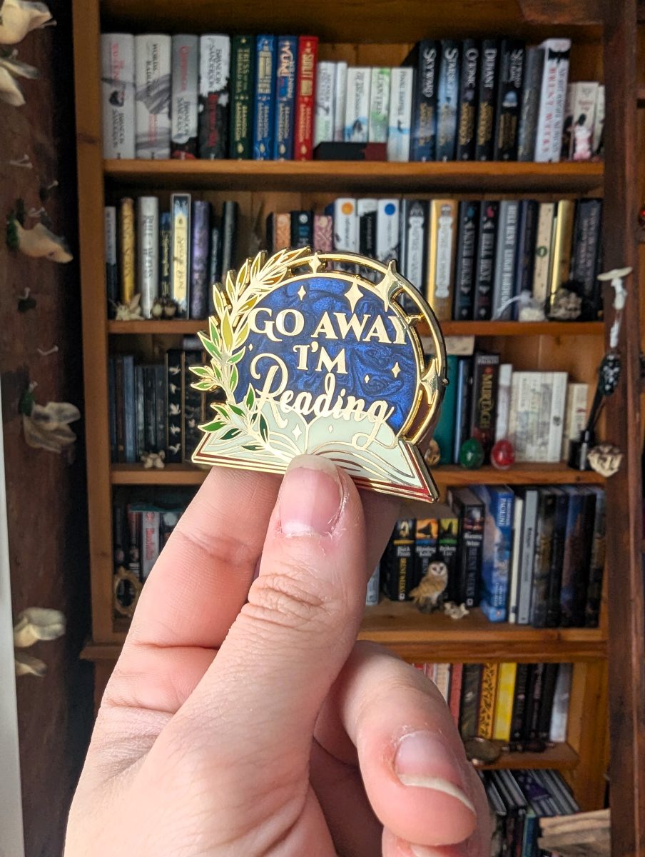 go away im reading enamel pin