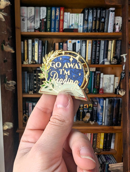 go away im reading enamel pin