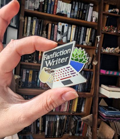 fanfiction writer enamel pin