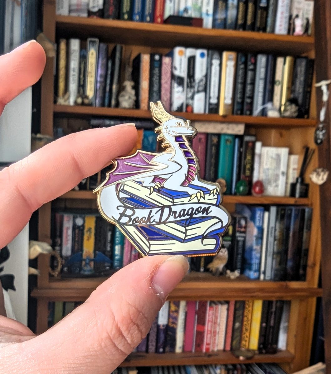 book dragon enamel pin
