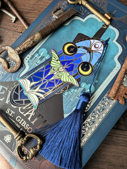 luna moth metal bookmark