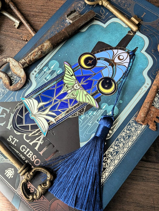 luna moth metal bookmark