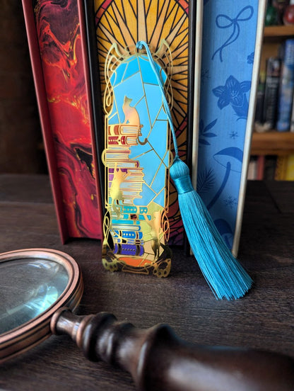 cat metal bookmark
