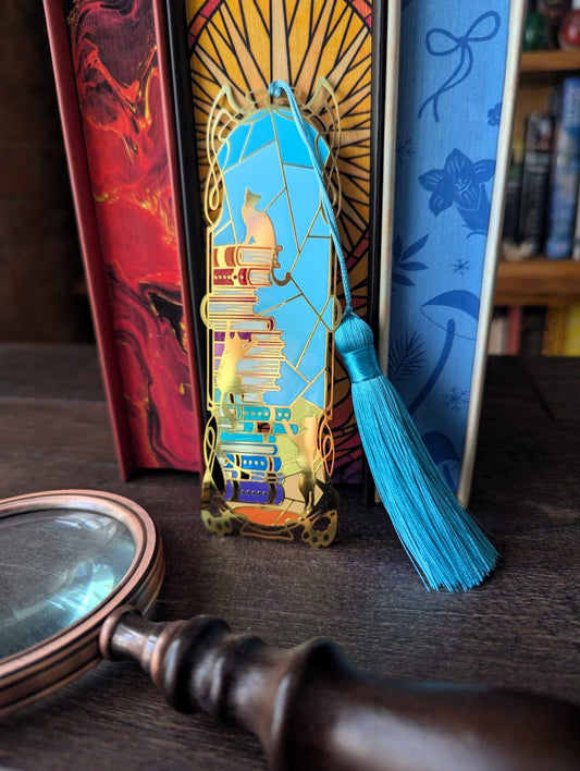 cat metal bookmark