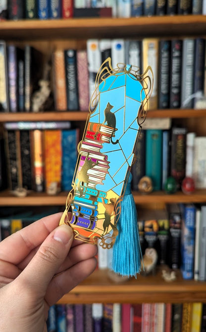 cat metal bookmark