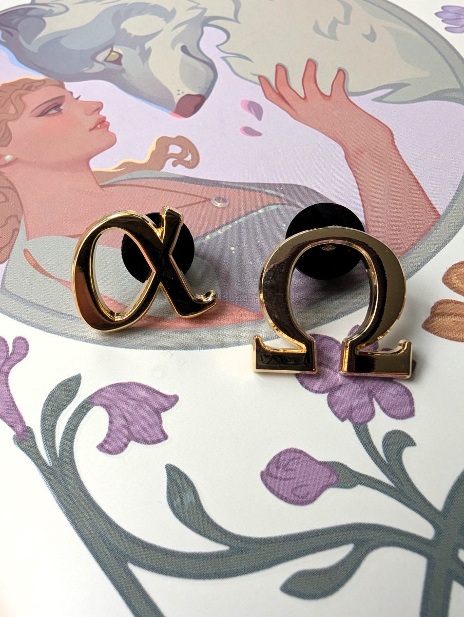 alpha omega board filler enamel pins